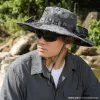 Grey and black camouflage knitted fisherman's hat with solar fans on both sides, outdoor details Picture
